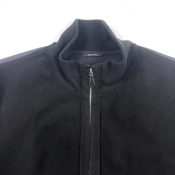 Auc Hermes Suede/Cotton Stand up Collar front zip men's jacket - Picture 9 of 15